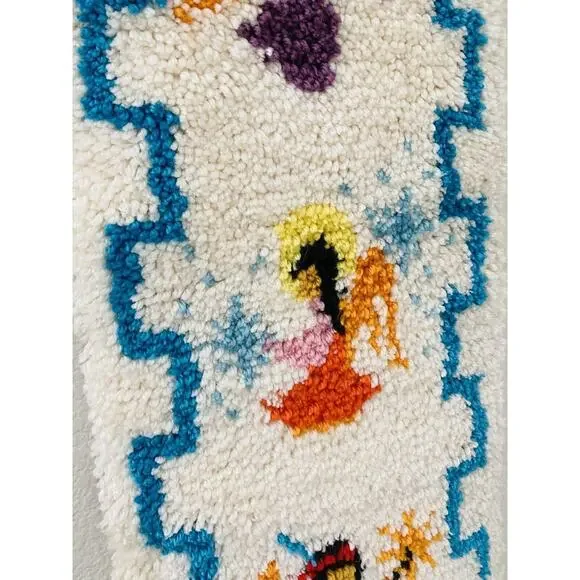 Vintage Ted DeGrazia Finished Latch Hook 4 Angels Lighting Sundance Wall Hanging